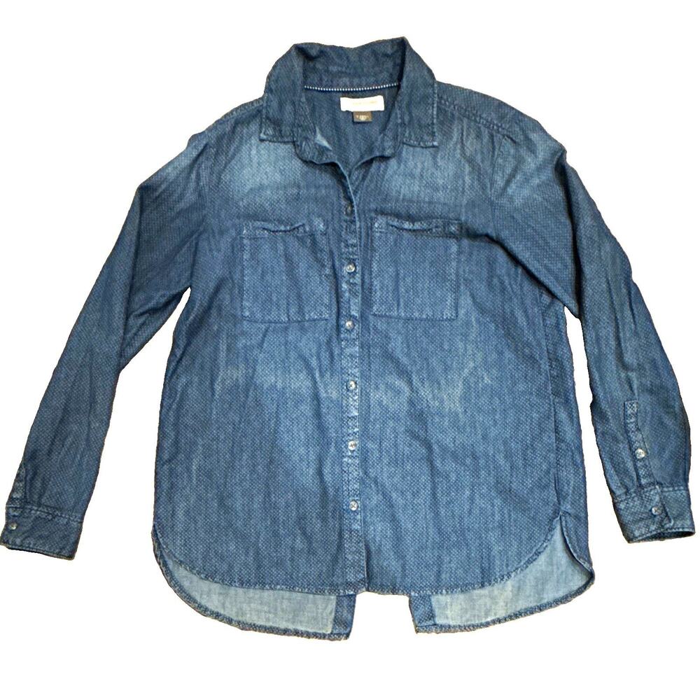 Pilcro Anthropology Women's Blue Chambray Collared Button-Down Shirt XS